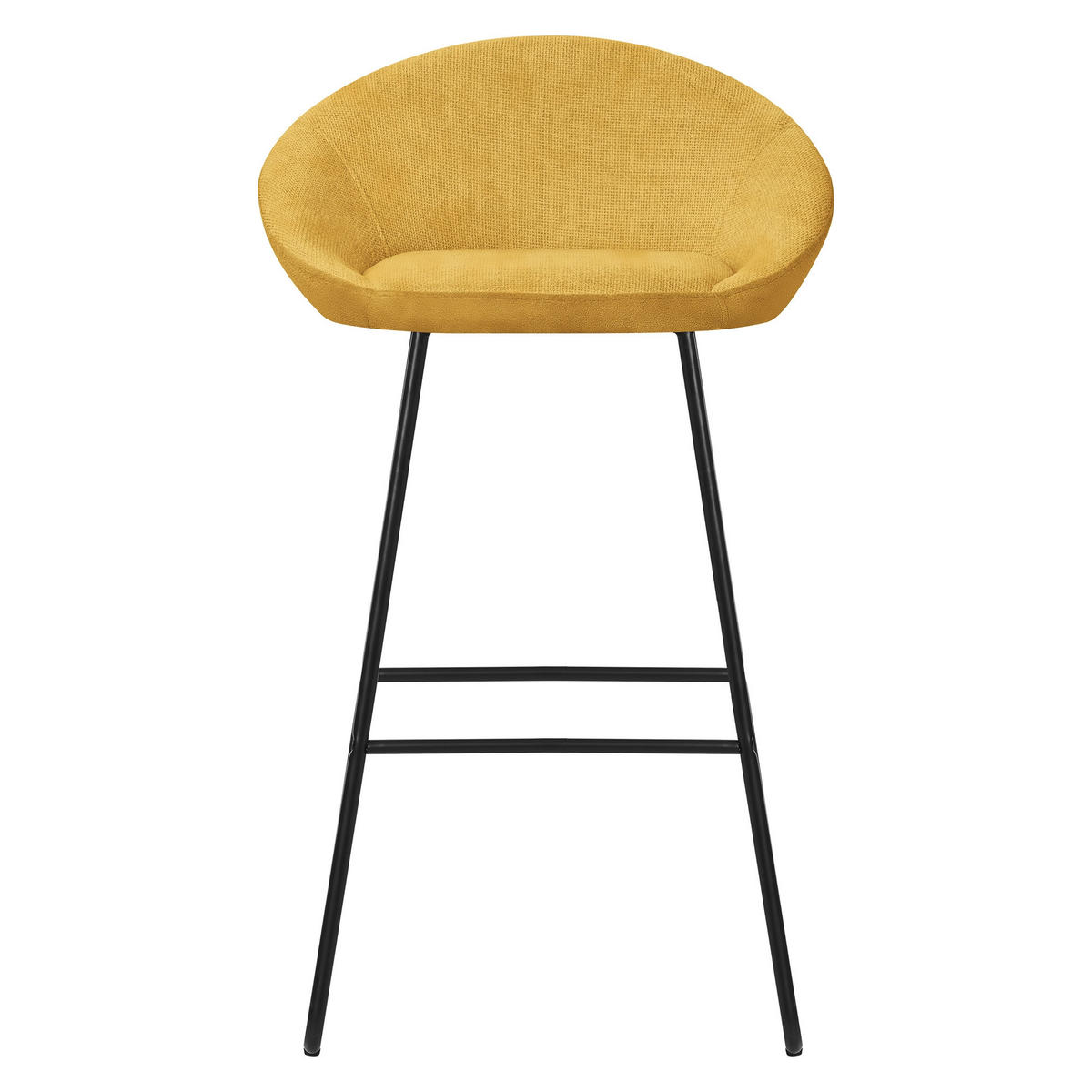 BARHOCKER 2er Set Senf mit Stoffbezug - Currygelb/Schwarz, Metall (56/94/50cm) - ML-DESIGN
