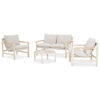 ZAHRADNÍ SESTAVA Aspen, kovová, 2 křesla + 2místná pohovka + konferenční stolek, béžová - béžová, kov - Beautysofa