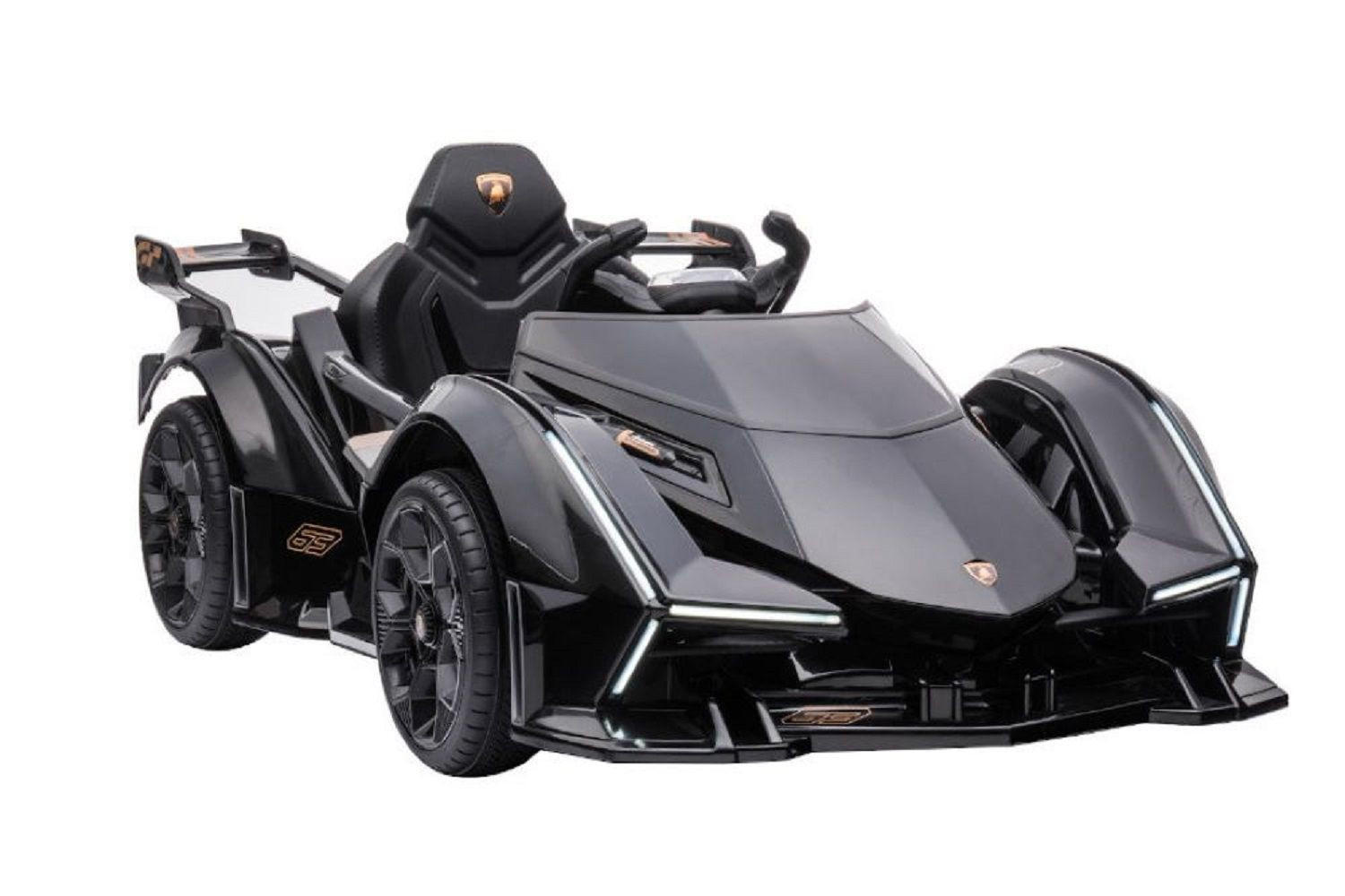 KINDER ELEKTROAUTO Lamborghini V12 Vision Gran Turismo schwarz Fernbedienung, MP3-Anschluss, Musikfunktion, Batterieanzeige - Schwarz, Kunststoff (117/66/50cm) - Es-Toys