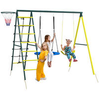 KINDERSCHAUKEL, Stahl, Kunststoff, Gelb+Grün - Gelb, Metall (180/267cm) - Outsunny