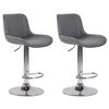 BARHOCKER 2er Set Lederlook grau - Chromfarben/Grau, Textil/Metall (50/86/50cm) - CLP
