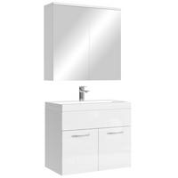 BADMÖBEL-SET Montreal 3 Teile Weiß Hochglanz - 60 x 35 x 51 cm - Weiß, Holz (60/53/35cm) - Badplaats