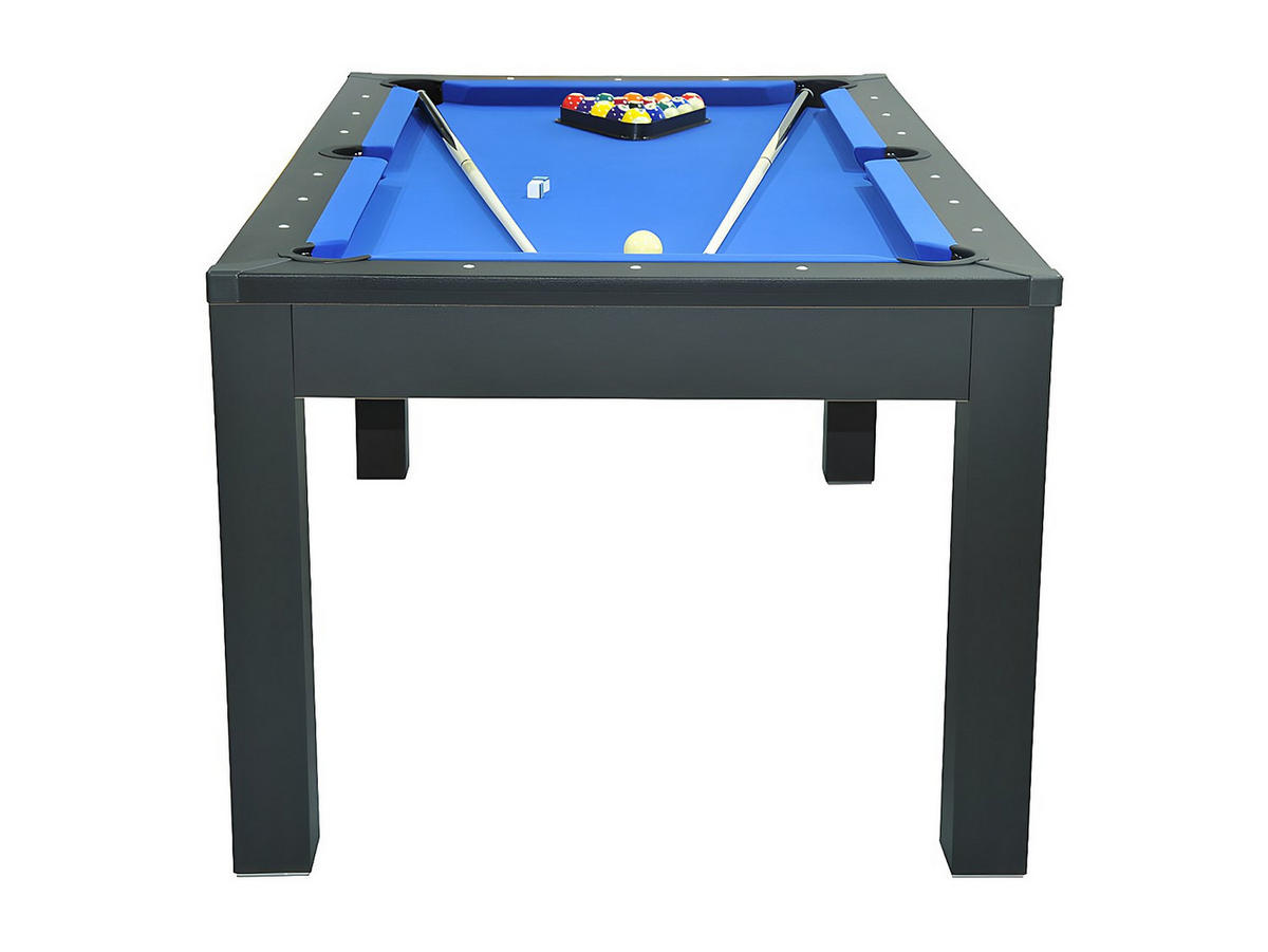 BILLARDTISCH - 6 Personen - holz - schwarz, blau Sousa - Blau/Schwarz, Holz (182/102.6cm) - Vente-Unique