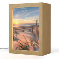 TISCHLEUCHTE Strand - Meer - Düne - Sonnenuntergang - Landschaft 15x20 cm - Creme, Holzwerkstoff (8/15/20cm) - OnlyWow