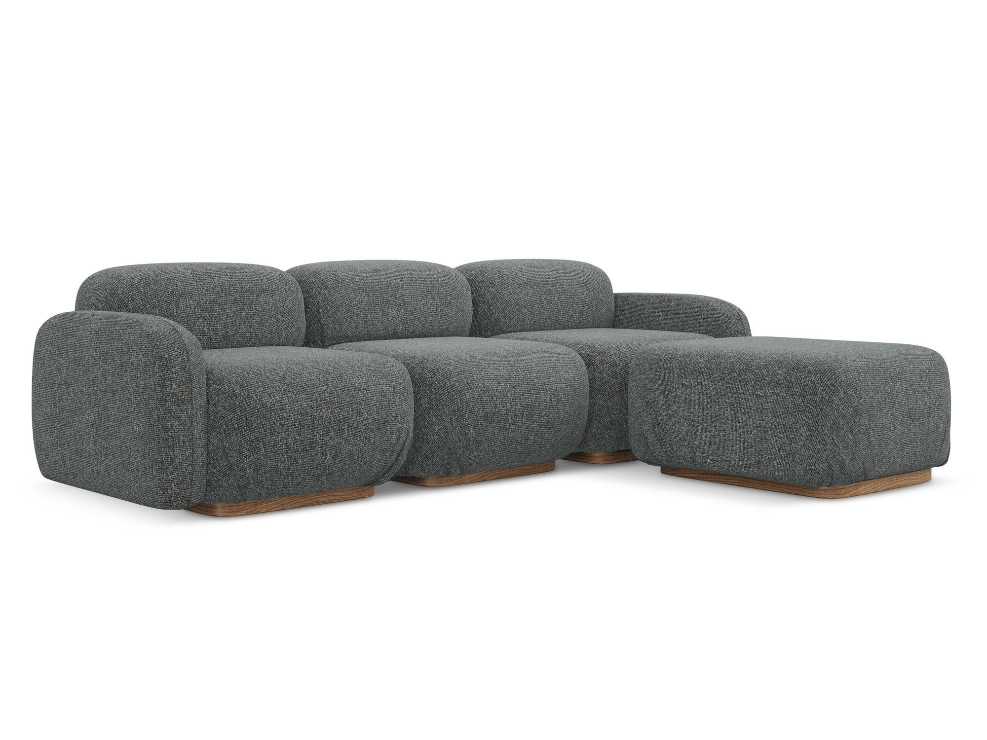 ECKSOFA Beidseitig Strukturstoff Stoff Grau - Dunkelgrau/Braun, Holz/Textil (270/190cm) - Makamii