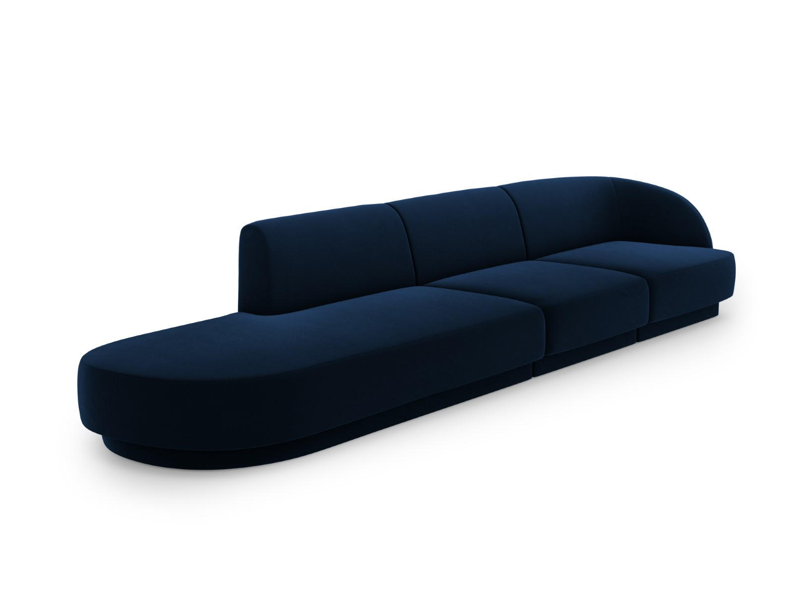 LINKES-SOFA Miley aus Samt königsblau 4 Sitzplätze - Blau, Textil (90/70/323cm) - Micadoni