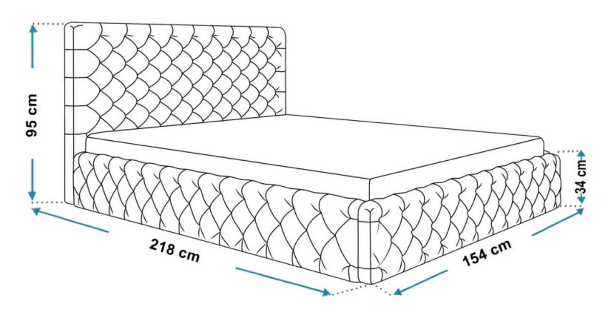 BETT Beigefarben SIM 8 Gepolstert 140x200 cm - Beige/Schwarz, Kunststoff/Textil (140/200cm) - Sepro Meble