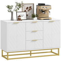 SIDEBOARD Weiß Goldfarben 120/40/76 cm - Weiß, Holz (120/76/40cm) - PANGIVO