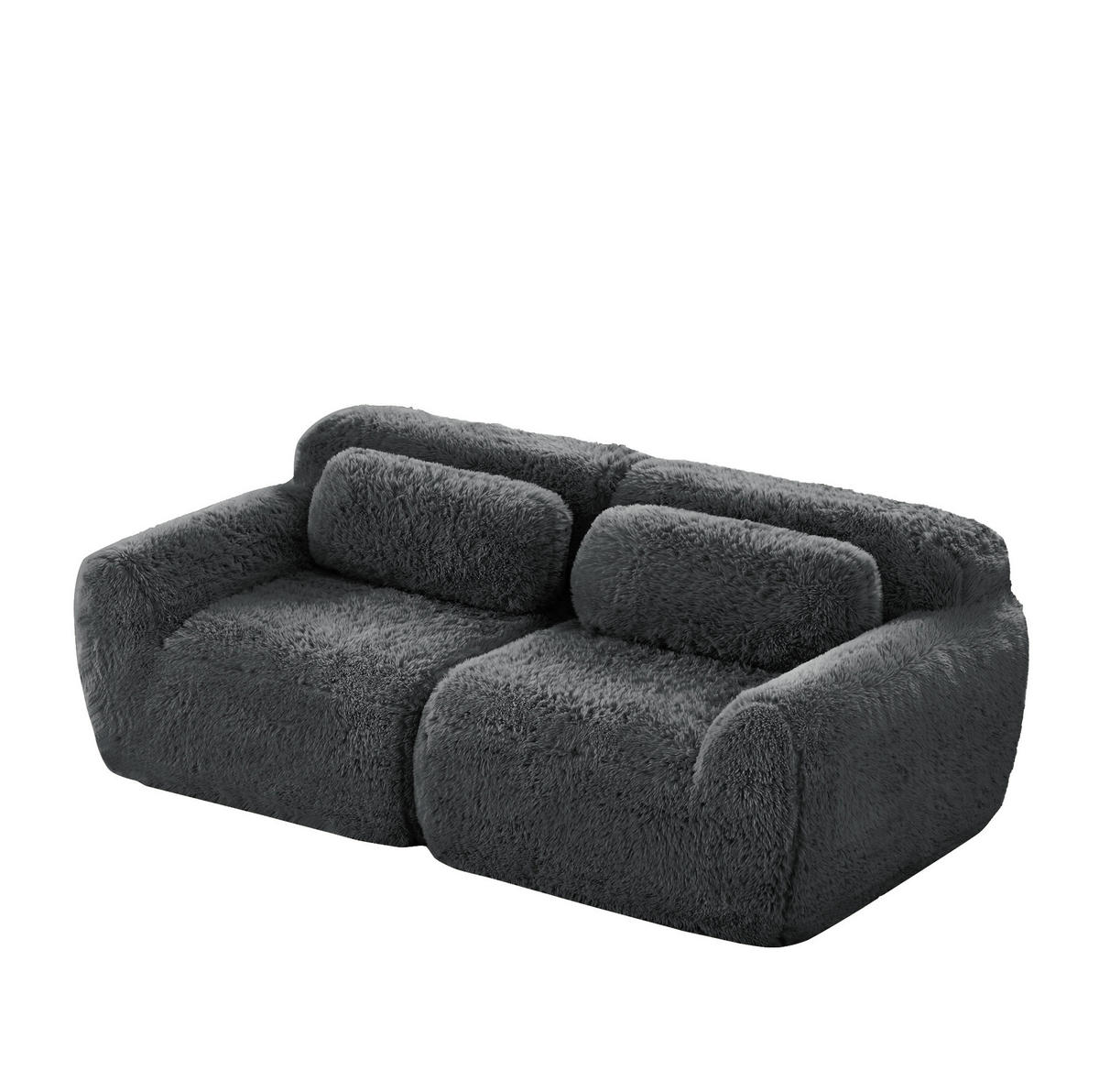 SOFA 2-Sitzer modular rahmenlos Plüsch Grey - Grau, Kunststoff (104/73/204cm) - Meubliv