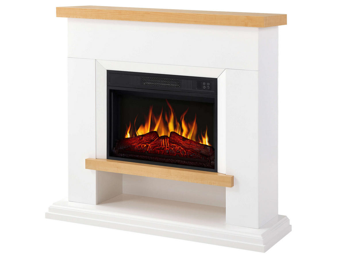 ELEKTROKAMIN Shelford AF23S Weiß – Breite 107 cm, 3D-Flammeneffekt, LED-Beleuchtung, Heizfunktion - Weiß, Glas/Holzwerkstoff (114/104/31cm) - ArtiFlame