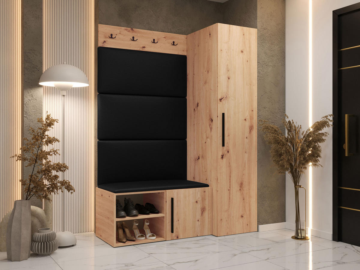 GARDEROBEN-SET Medi II - Schwarz/Eiche Artisan, Holzwerkstoff/Kunststoff (40/191/50cm) - MIRJAN24