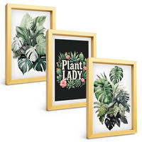 BILDER SET 3er Set - 20x30 cm Goldrahmen - Tropische Pflanzen, Pflanzenliebhaberin - Goldfarben, Kunststoff (20/30cm) - TULUP