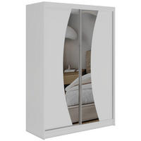 SCHWEBETÜRENSCHRANK 150 - VERONA - Weiß mit Spiegel - Alufarben/Weiß, Holzwerkstoff/Metall (150/216/61cm) - MKS