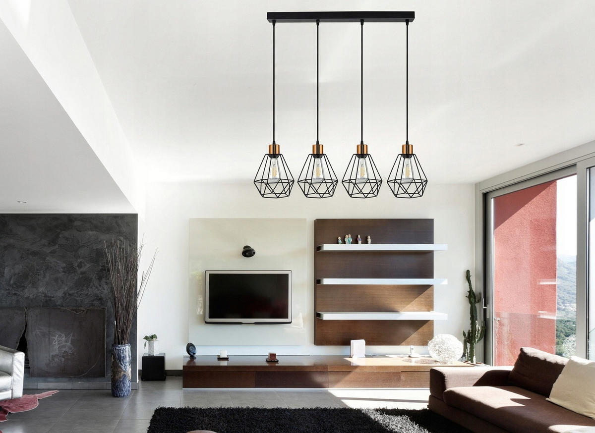 PENDELLEUCHTE EDISON II - Goldfarben/Schwarz, Metall (20/98/100cm) - kiki design