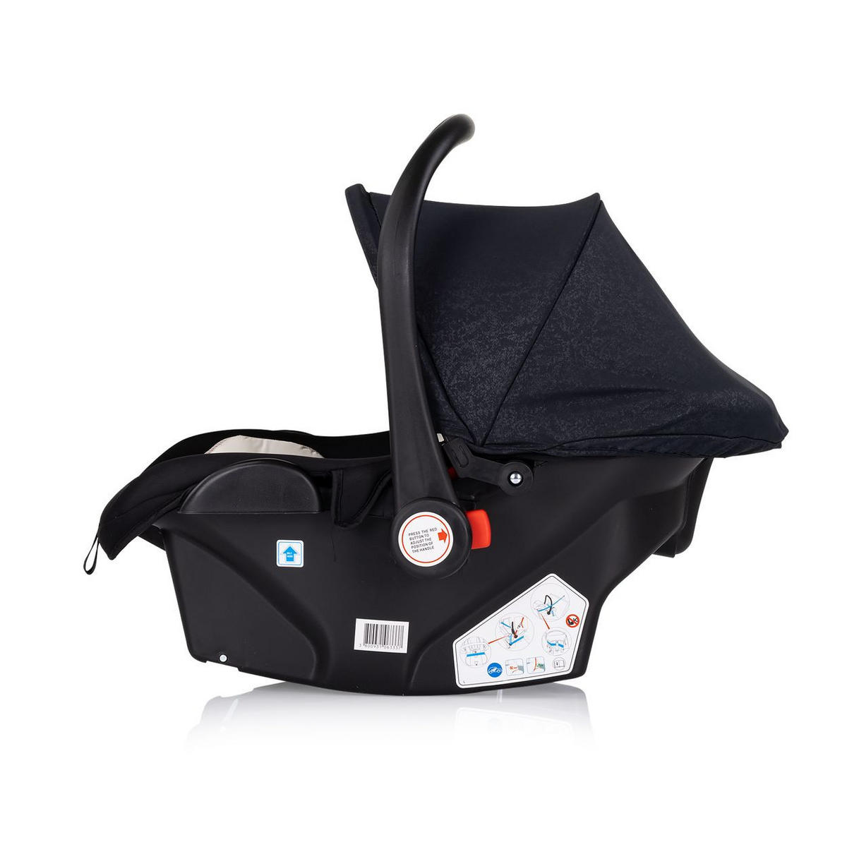 BABYSCHALE Amore i-Size Gruppe 0+ schwarz gemustert (0 - 13 kg) Kissen Griff verstellbar - Schwarz, Kunststoff (40/56/62cm) - Chipolino
