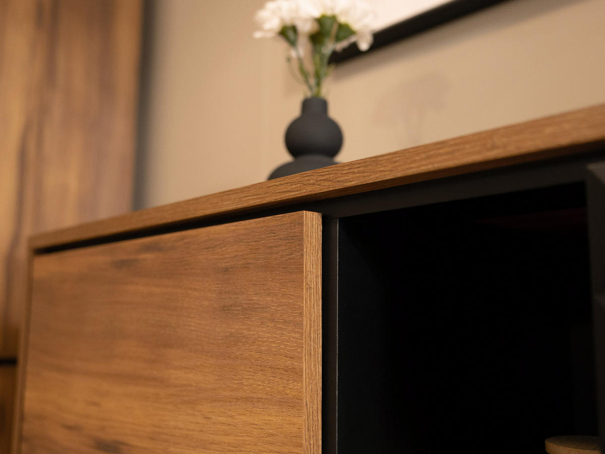 SIDEBOARD Ella 190 - Schwarz/Braun, Holzwerkstoff/Metall (190/80/40cm) - MIRJAN24
