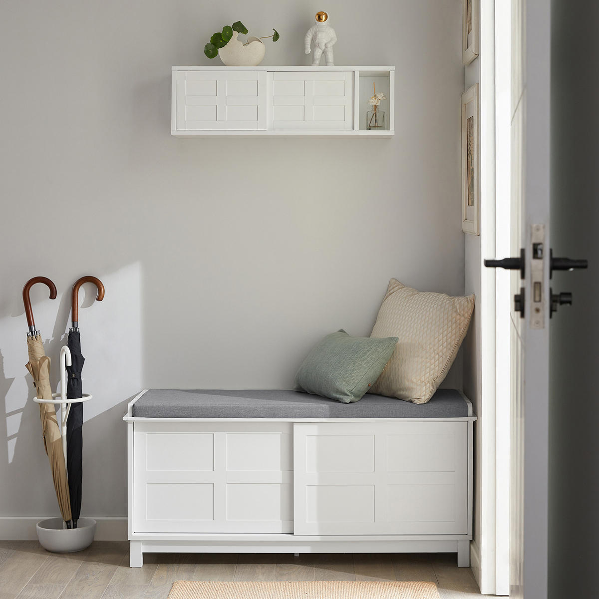 SCHUHBANK Weiß - Weiß, Holzwerkstoff (114/53/40cm) - SoBuy