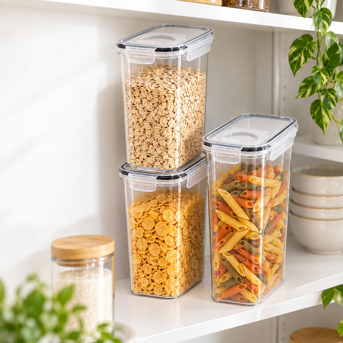 VORRATSDOSEN Transparent 6er-Set luftdicht 2,5 l - Transparent, Kunststoff - Relaxdays