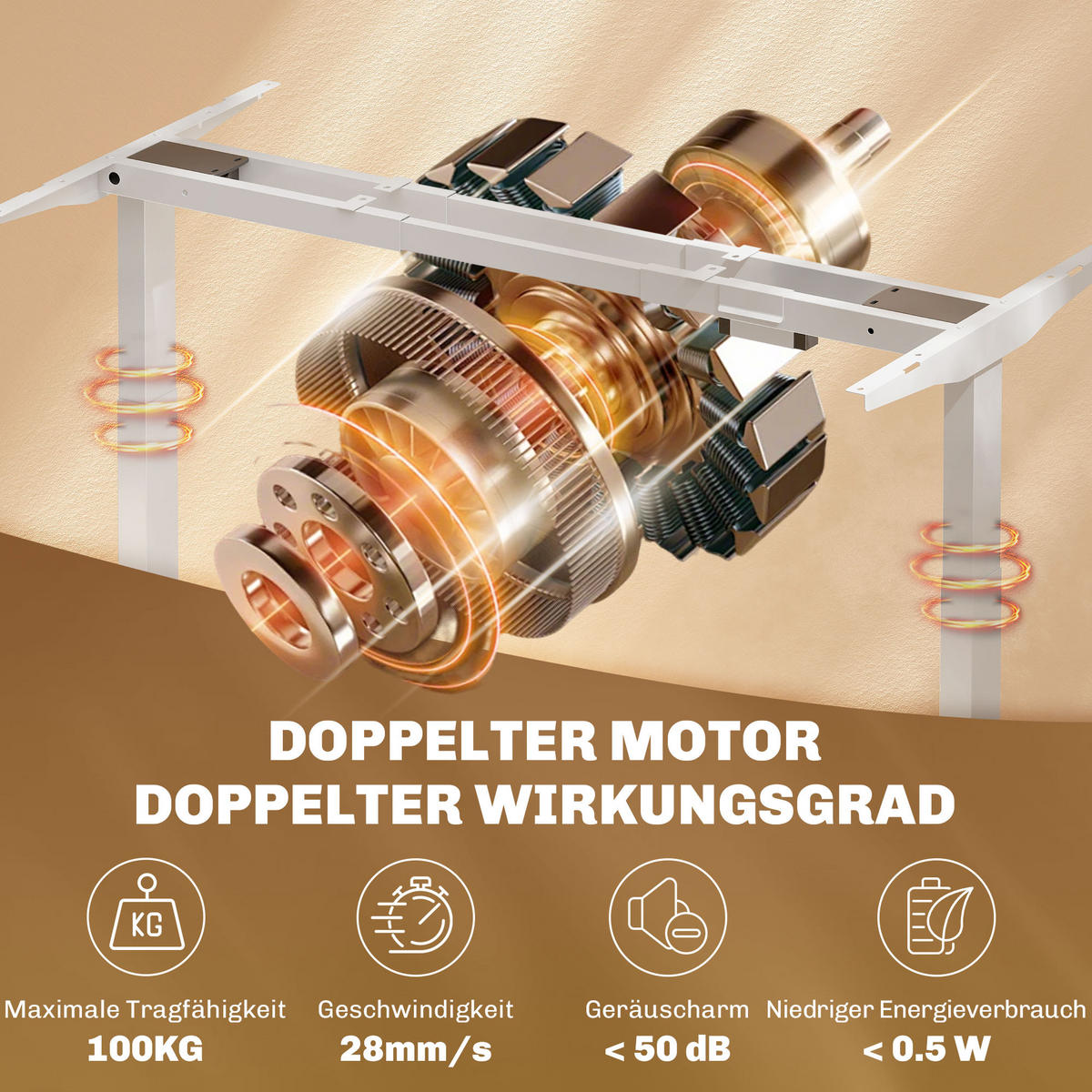 HÖHENVERSTELLBARER-SCHREIBTISCHGESTELL Stahl Weiß - Weiß, Metall (60/118/100cm) - HOMCOM