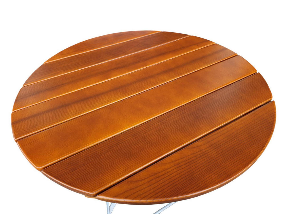 BIERGARTENTISCH BERGTAL 74x80x80cm Ø80cm Klappbar Eschenholz Silber/Braun 2 Personen - Braun, Holz (80/80/74cm) - CHEFGASTRO