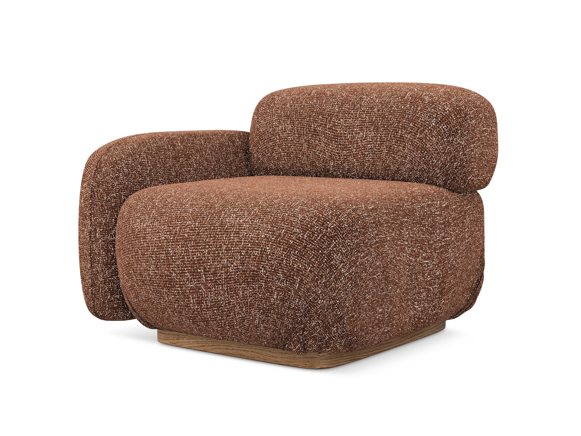 SOFAELEMENT Links Strukturstoff Stoff Orange - Terra cotta/Orange, Holz/Textil (95/73/95cm) - Makamii