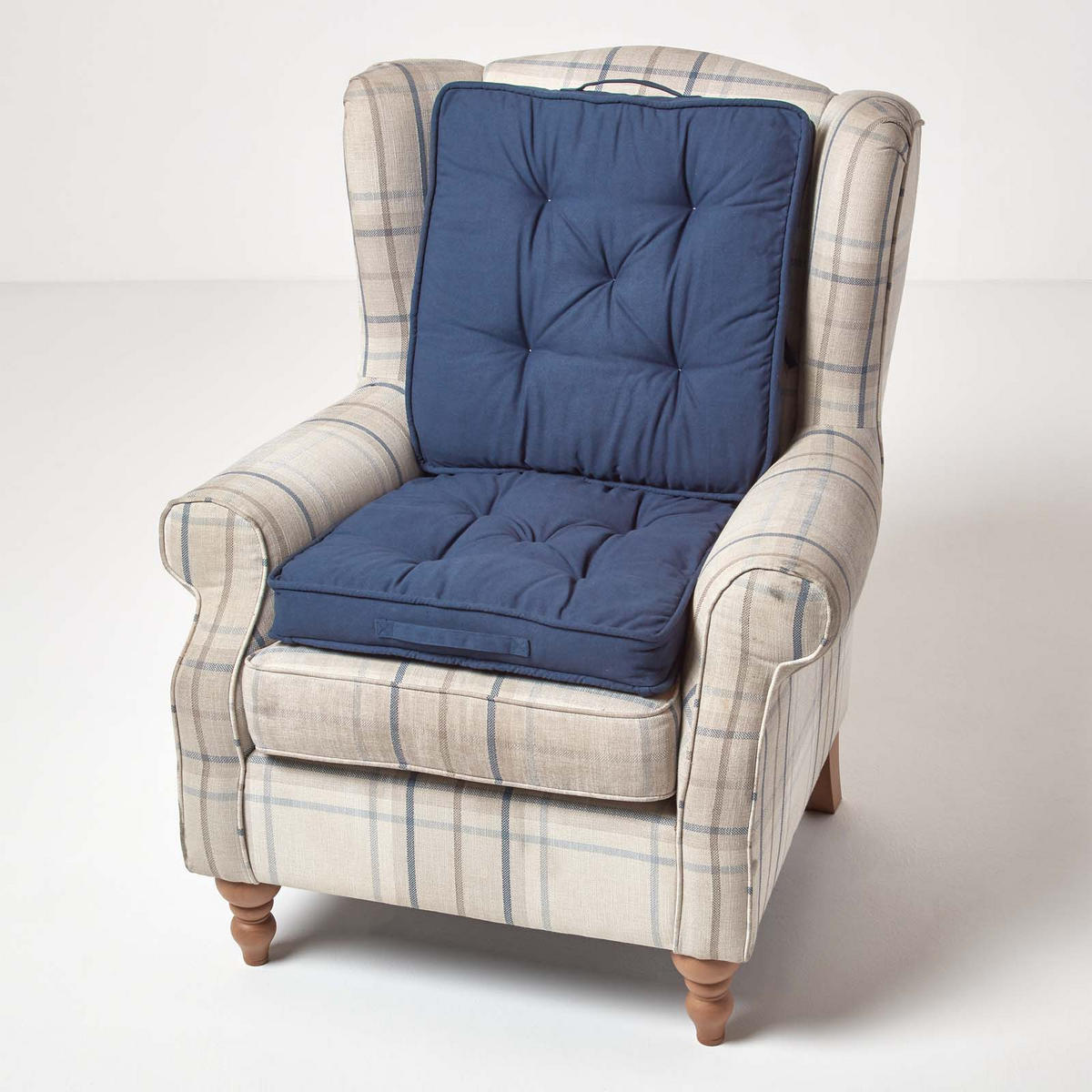 REISEKISSEN dunkelblau 50/50/10 cm – Klappkissen Baumwolle - Dunkelblau, Textil (50/50/12cm) - Homescapes