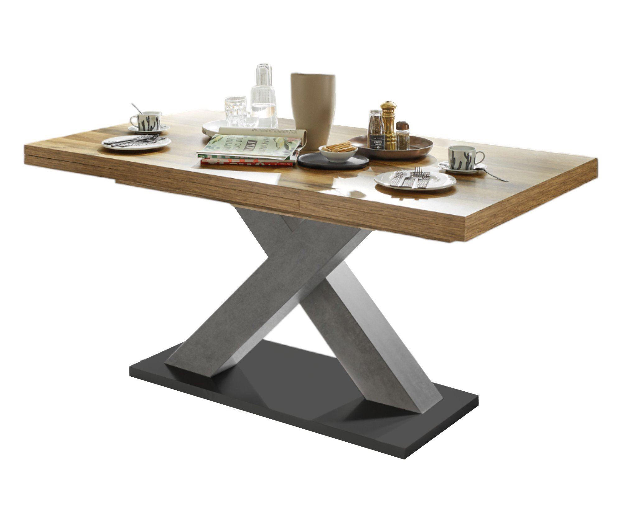 ESSTISCH ausziehbar Elene 160x90x76 Graphit/Plankeneiche - Alteiche, Holzwerkstoff (160/90/76cm) - 58aufmkessel