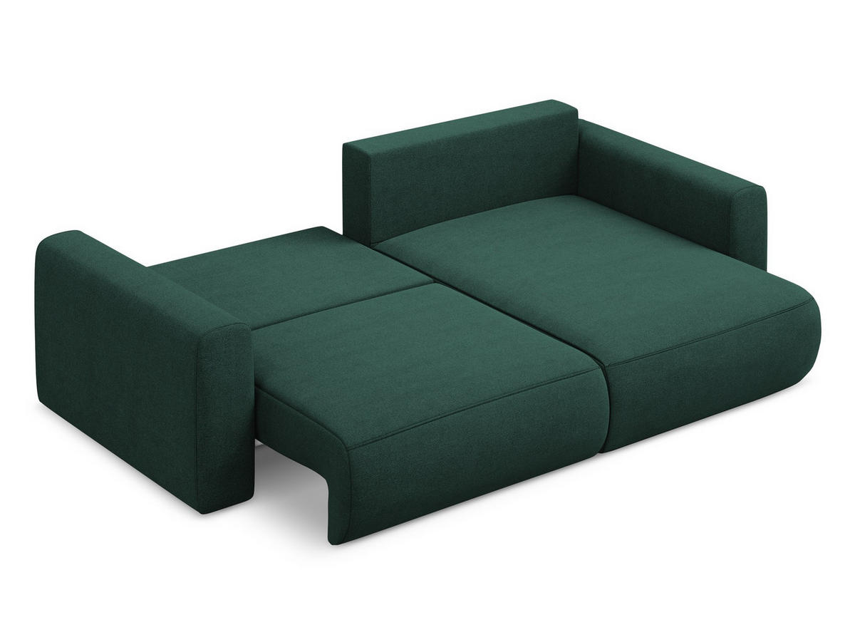 ECKSOFA mit Schlaffunktion Strukturstoff Stoff Grün - Dunkelgrün/Schwarz, Kunststoff/Textil (240/149cm) - Makamii