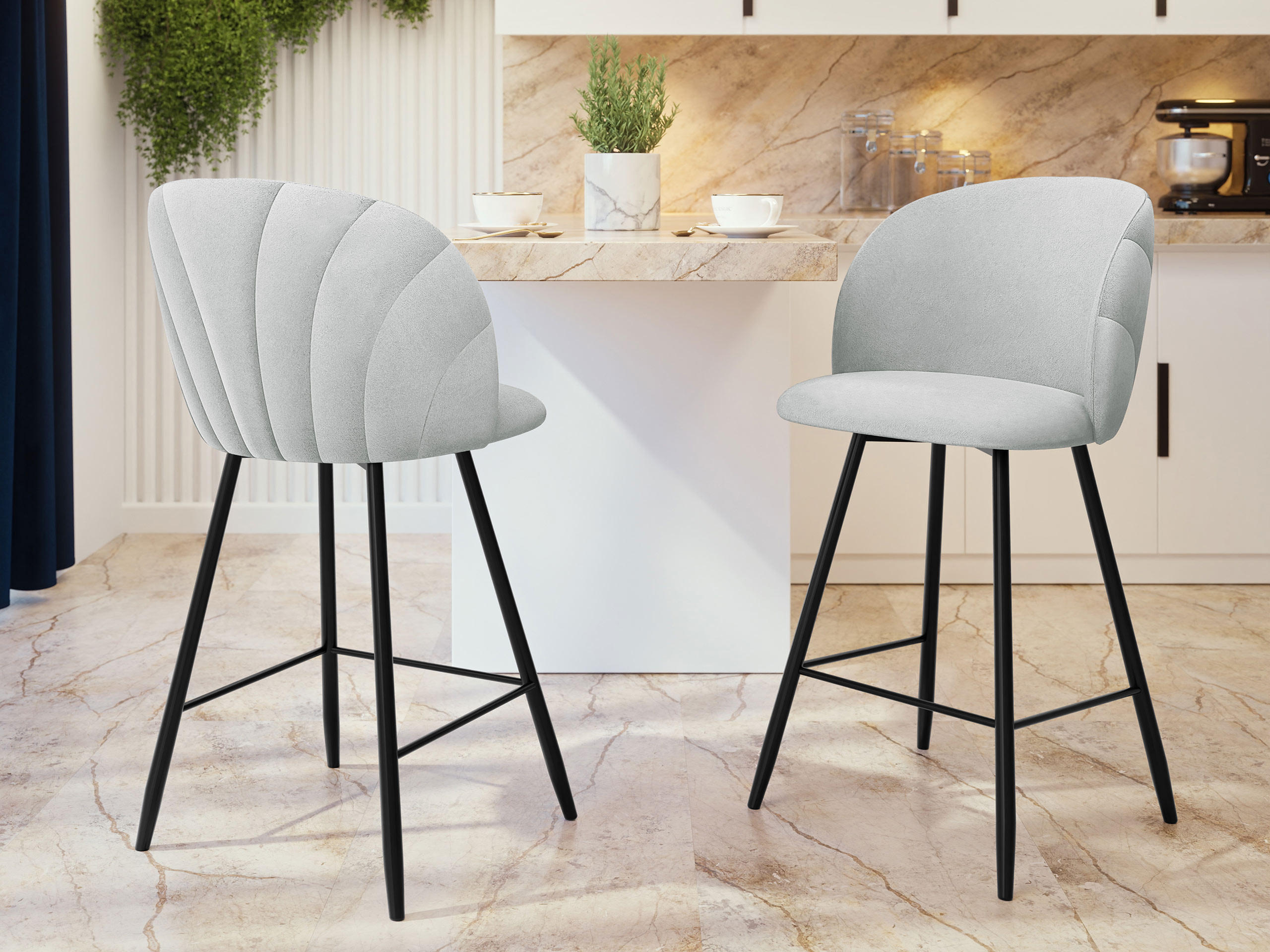 BARHOCKER K99 H - Hellgrau/Schwarz, Holzwerkstoff/Textil (51/105/51cm) - MIRJAN24