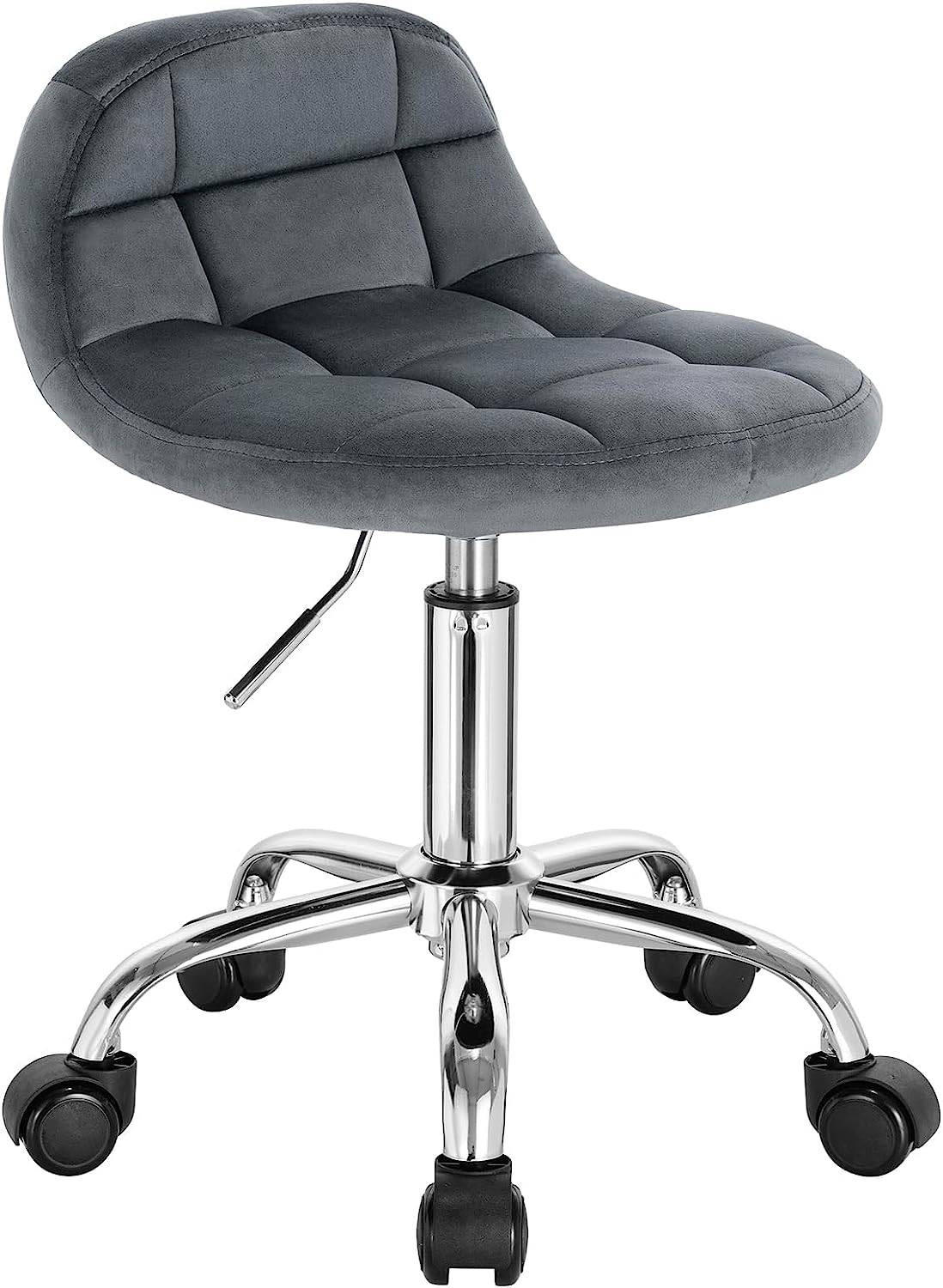DREHSTUHL mit niedriger Rückenlehne, Samt, Dunkelgrau - Dunkelgrau/Schwarz, Textil/Metall (43/56/43cm) - Woltu