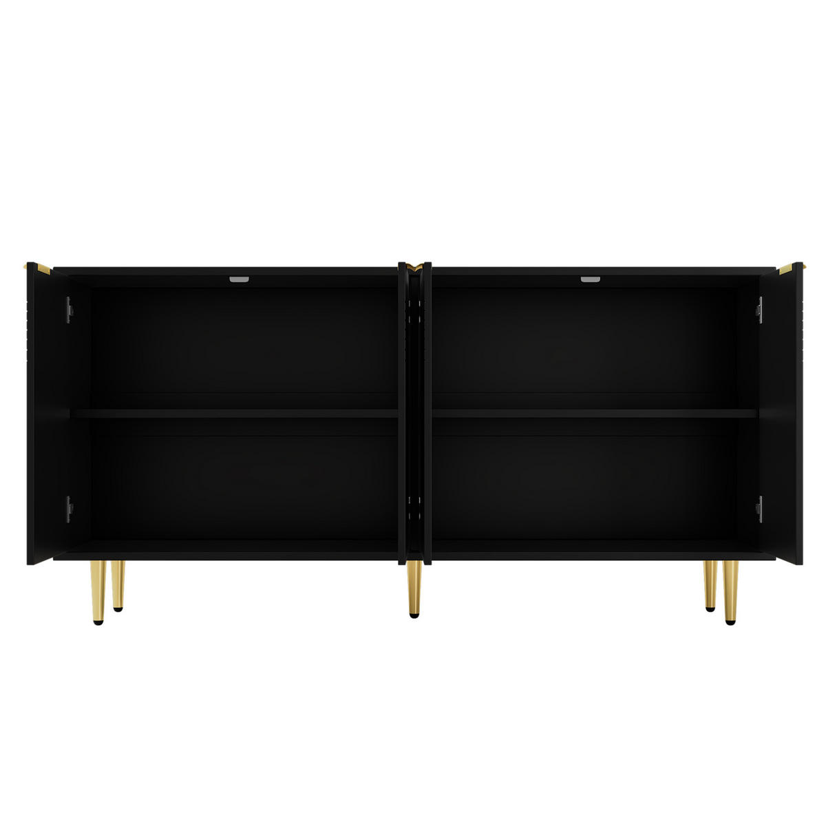 SIDEBOARD aus MDF und Spanplatte 160x40x80 cm Schwarz mit 4 Türen, verstellbaren Einlegeböden und Sanftschließfunktion - Schwarz, Holzwerkstoff (160/80/40cm) - Modfu