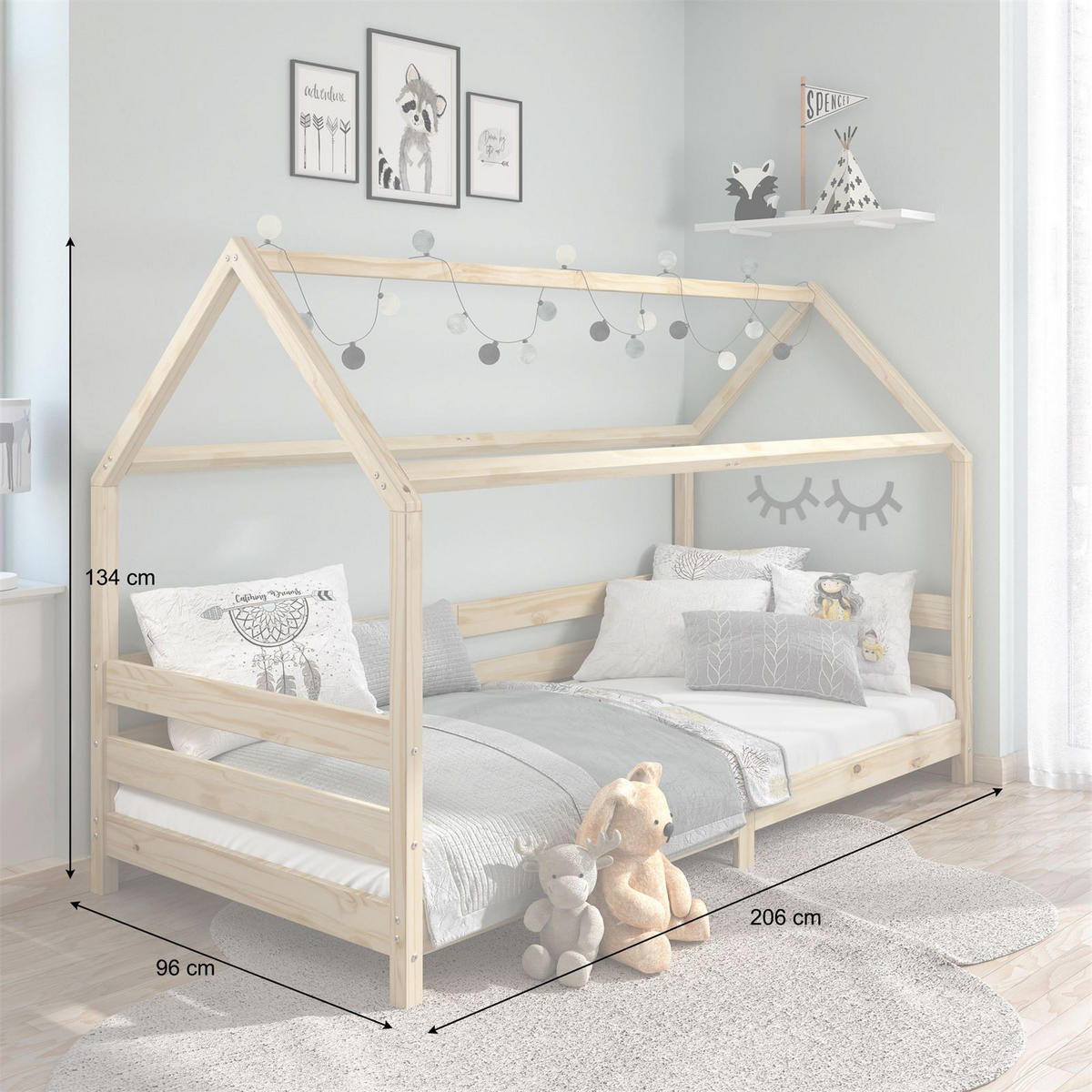 HAUSBETT FINA 90X200 CM - Naturfarben, Holz (96/134/206cm) - IDIMEX
