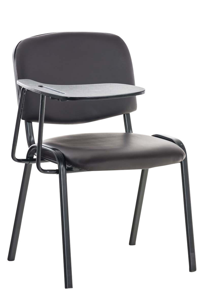 BESUCHERSTUHL Keen mit Klapptisch, Kunstleder mit Gestell Schwarz / Bezug Braun - Schwarz/Braun, Textil/Metall (53/81/53cm) - TPFLiving