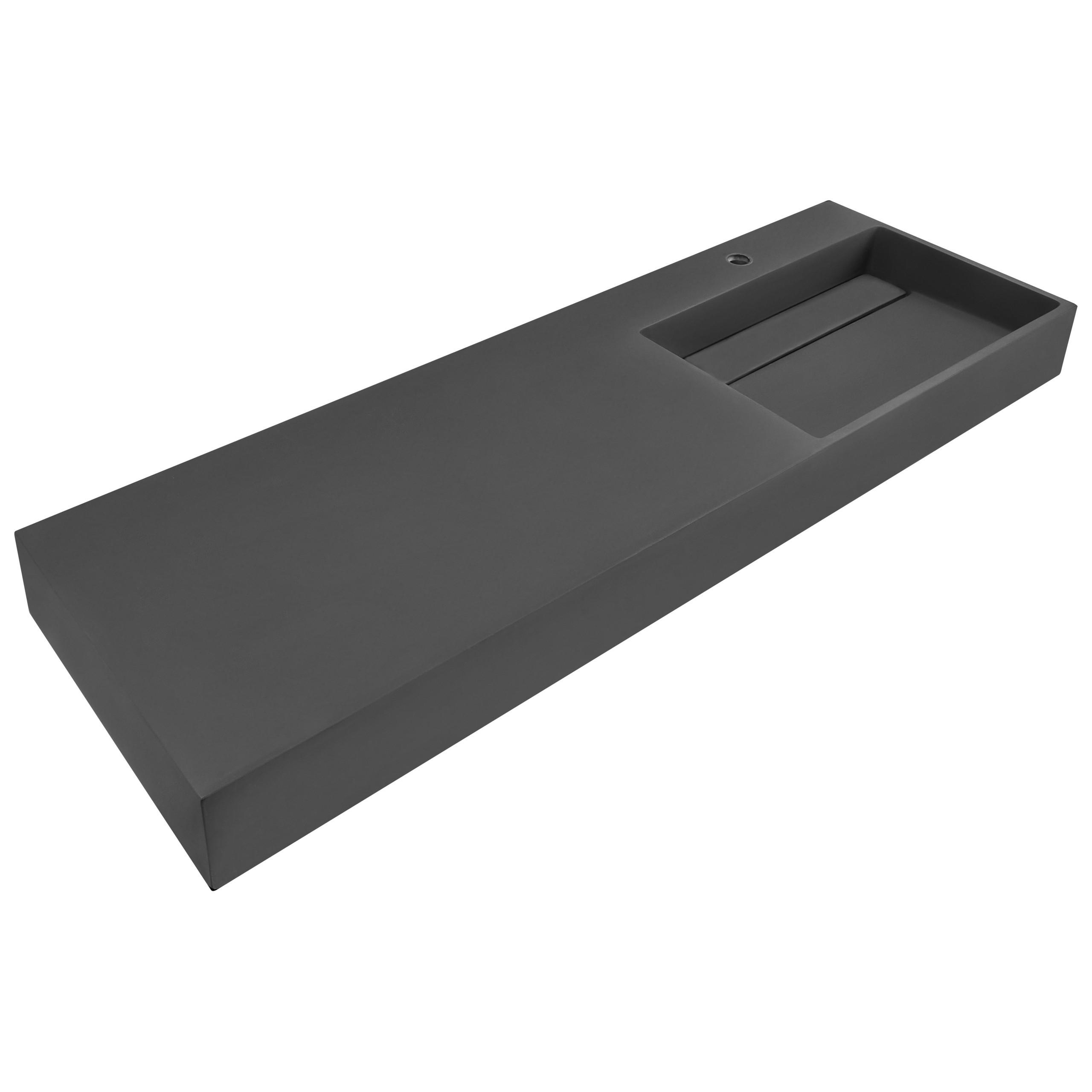 HÄNGEWASCHBECKEN Schwarz 150/48 cm Mineralguss Cusco - Schwarz, Naturmaterialien (150/13/48cm) - Beliani