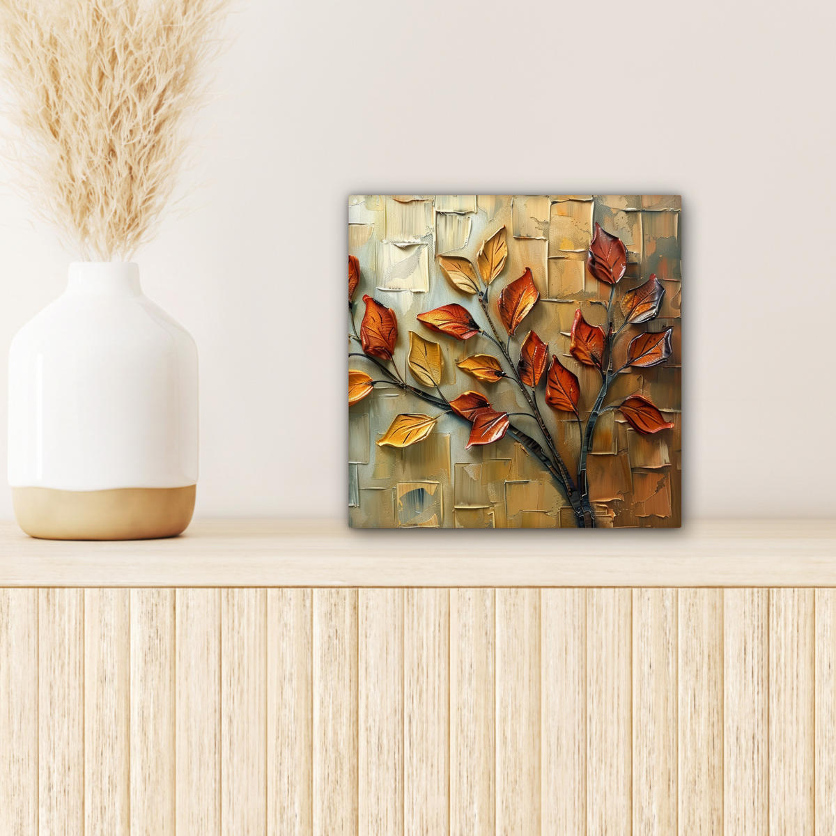 LEINWANDBILD Baum - Abstrakt - Natur - Kunst 20x20 cm - Goldfarben, Textil (20/20cm) - MuchoWow