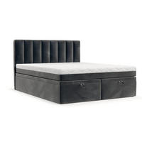 BOXBETT Lume 200/200 cm Anthrazit im Paros Stoff - Anthrazit/Schwarz, Holz/Holzwerkstoff (200/200cm) - AltaBeds