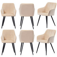 ESSZIMMERSTUHL Samt 6-teilig Creme - Weiß, Metall (55/82/59cm) - Life Interiors