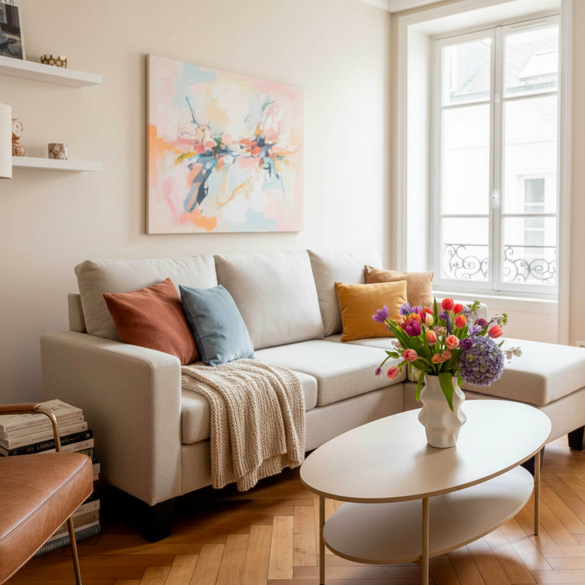 SOFA 3-Sitzer, Weiß - Weiß, Textil (128/85/192cm) - Oviala