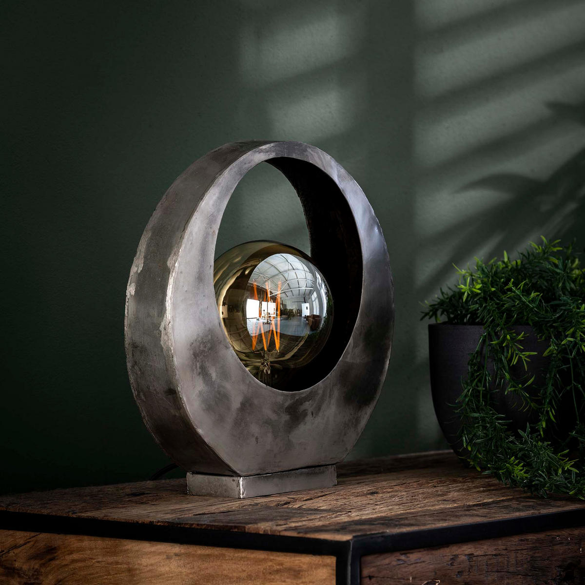 TISCHLEUCHTE Moon Grau 30/13/32 cm - Grau, Metall (30/13/32cm) - Hoyz Collection
