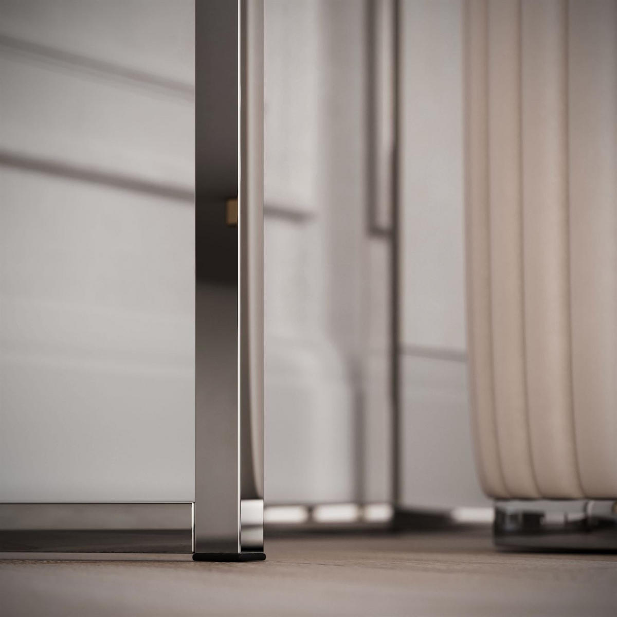 SCHMINKTISCH QUINNIE KASCHMIR mit LED-Spiegel Chrom links PUSH OPEN - Kaschmir/Goldfarben, Holzwerkstoff (100/175/42cm) - Lookway