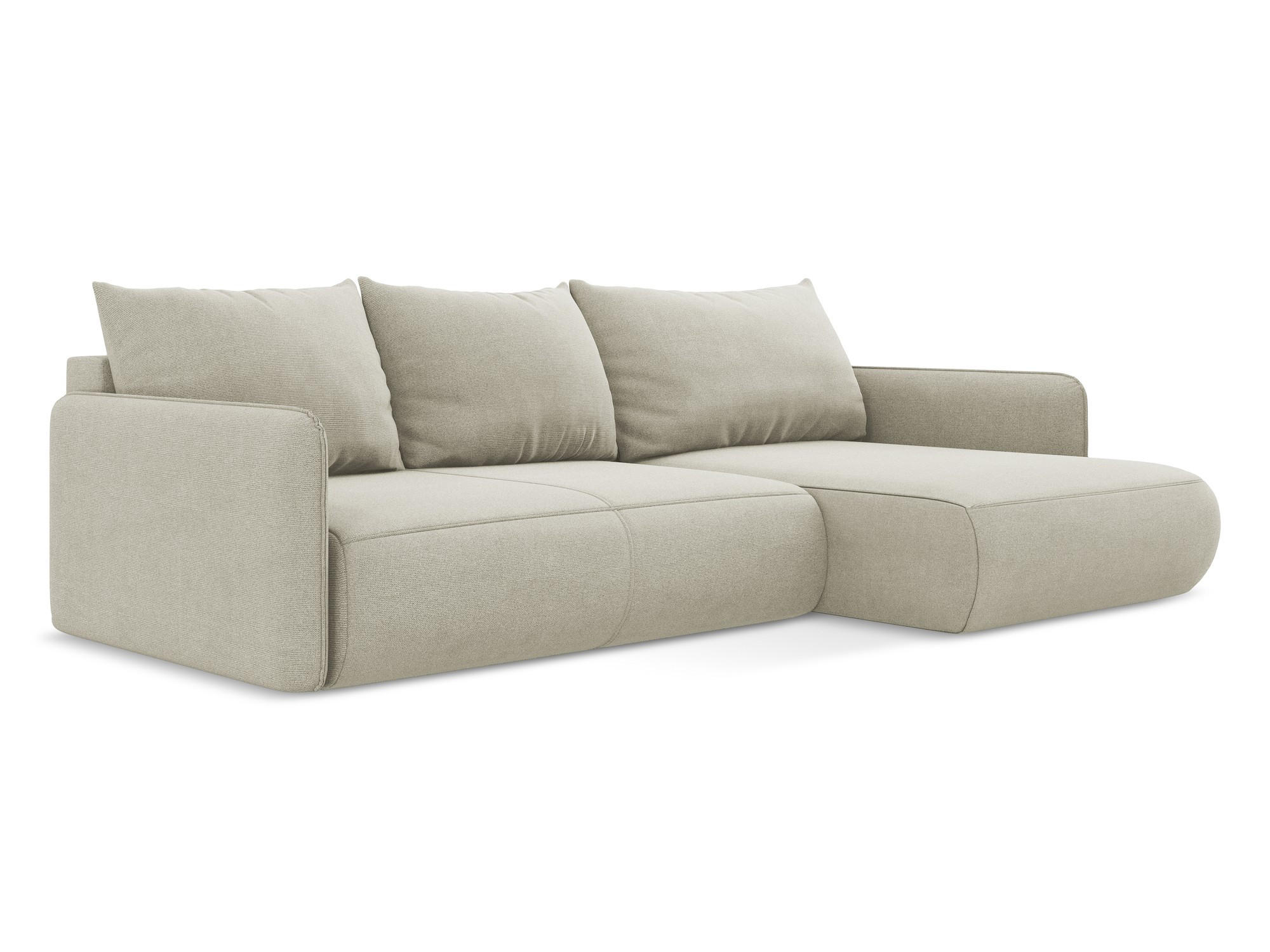 ECKSOFA mit Schlaffunktion Strukturstoff Stoff Beige - Beige/Creme, Kunststoff/Textil (240/148cm) - Makamii