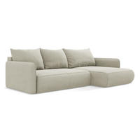 ECKSOFA mit Schlaffunktion Strukturstoff Stoff Beige - Beige/Creme, Kunststoff/Textil (240/148cm) - Makamii