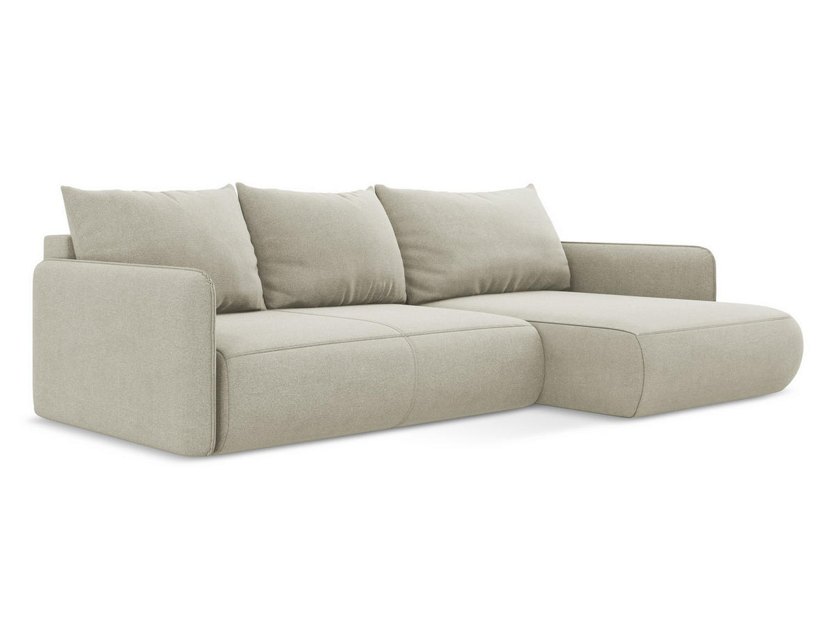 ECKSOFA mit Schlaffunktion Strukturstoff Stoff Beige - Beige/Creme, Kunststoff/Textil (240/148cm) - Makamii