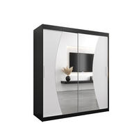 SCHWEBETÜRENSCHRANK 200/180/62 2-türig - Silberfarben/Schwarz, Holz/Kunststoff (180/200/62cm) - Abiks Möbel