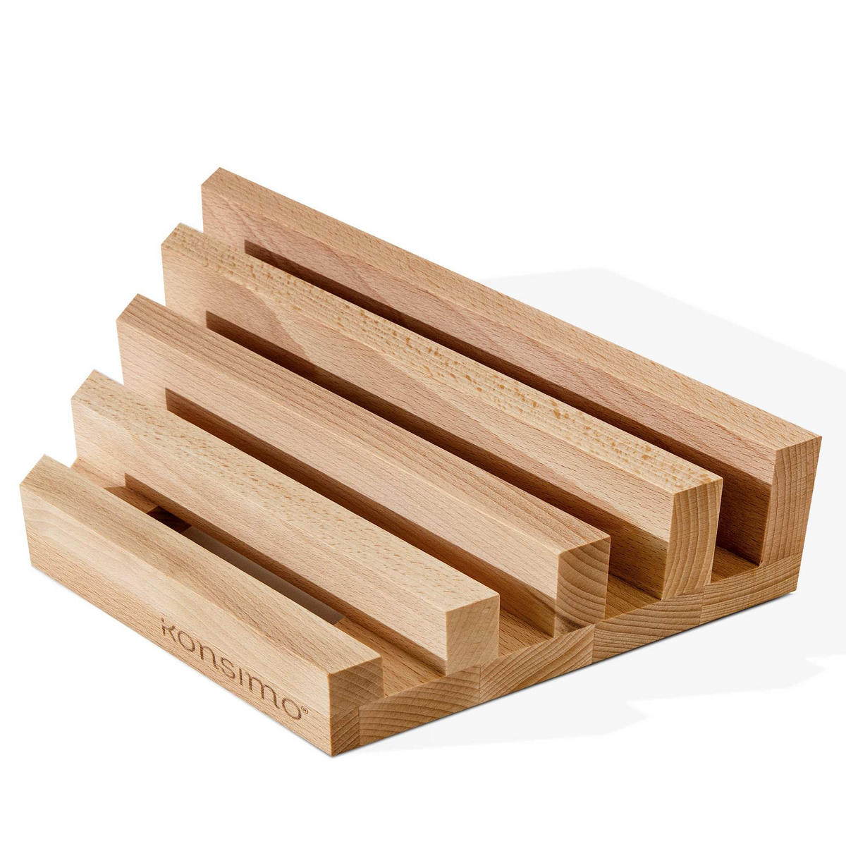 SCHNEIDEBRETT Set mit Halter Hemero 4tlg - Buchefarben, Holz (32/8cm) - KONSIMO®
