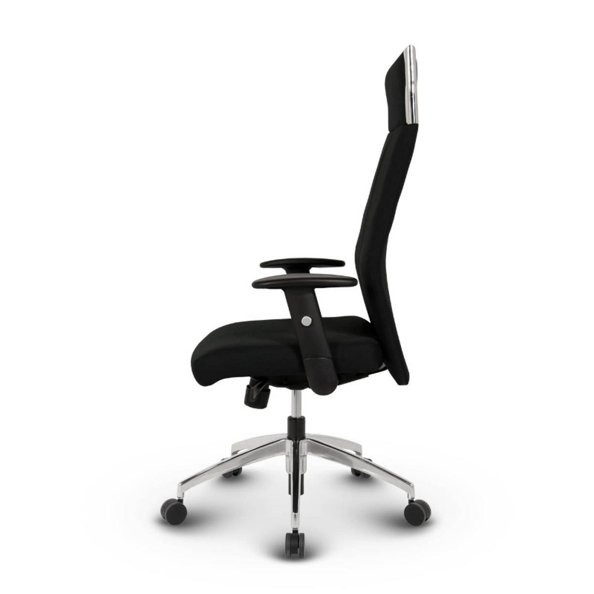 CHEFSESSEL Black-Line Stoff Schwarz - ergonomisch, 150 kg belastbar, Sitzhöhe 42-54cm - Schwarz, Kunststoff/Textil (68/115/60cm) - Versee