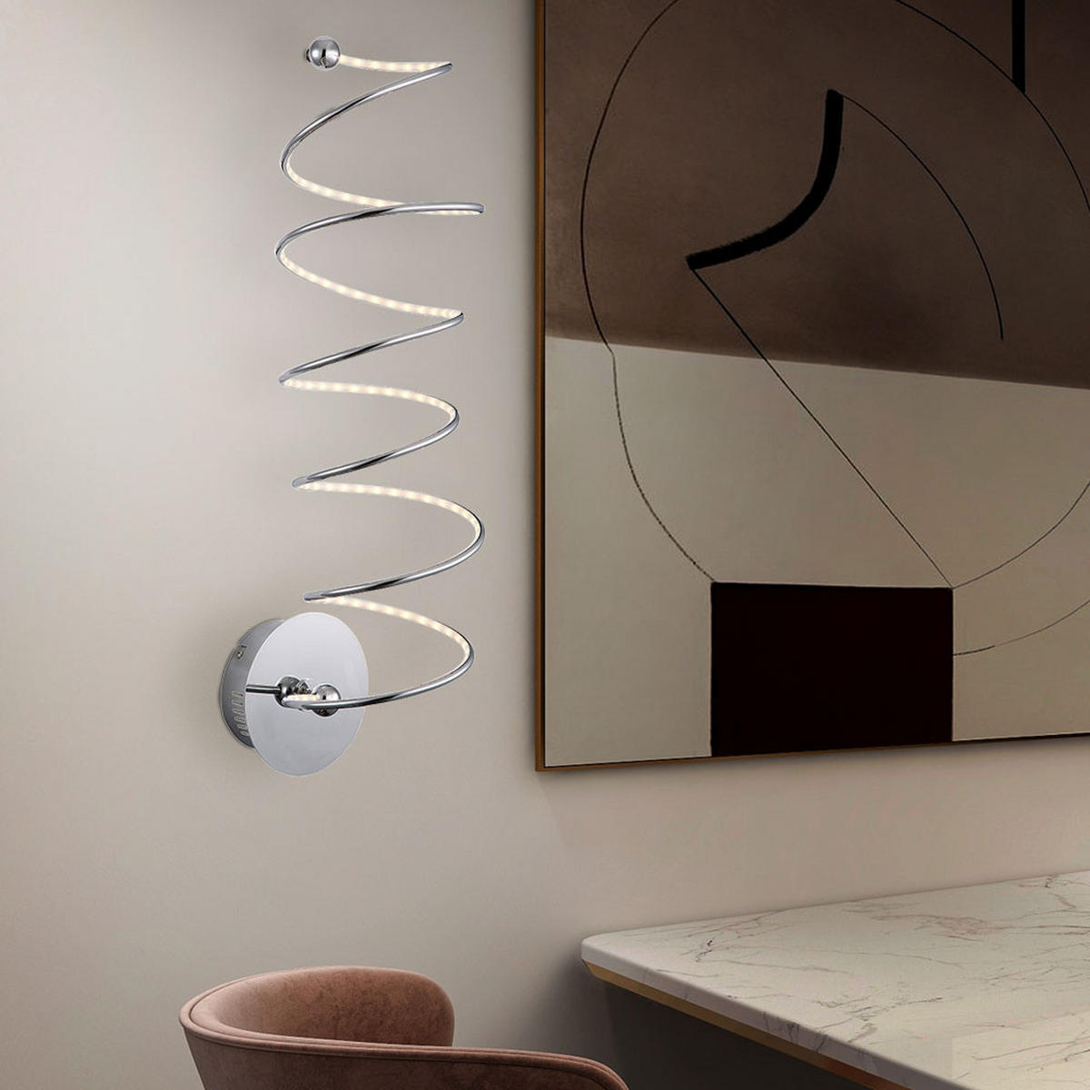 LED WANDLEUCHTE REBEL Spiral Design Silber - Silberfarben, Metall (18/25/60cm) - Globo Lighting