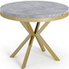 ESSTISCH Dina runder ausziehbarer, Grauer Beton 90-170/90/76 cm - Goldfarben/Hellgrau, Holzwerkstoff/Metall (90/90/76cm) - WFL GROUP