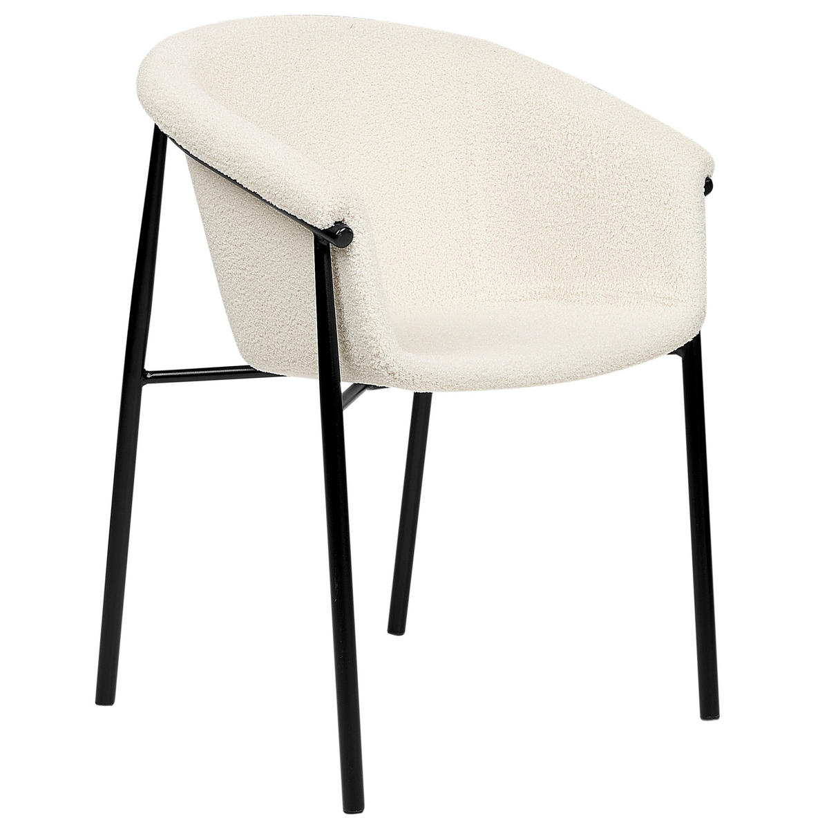 ESSZIMMERSTUHL 2er-Set Bouclé cremeweiß/schwarz Ames - Creme/Schwarz, Textil (59/80/56cm) - Beliani