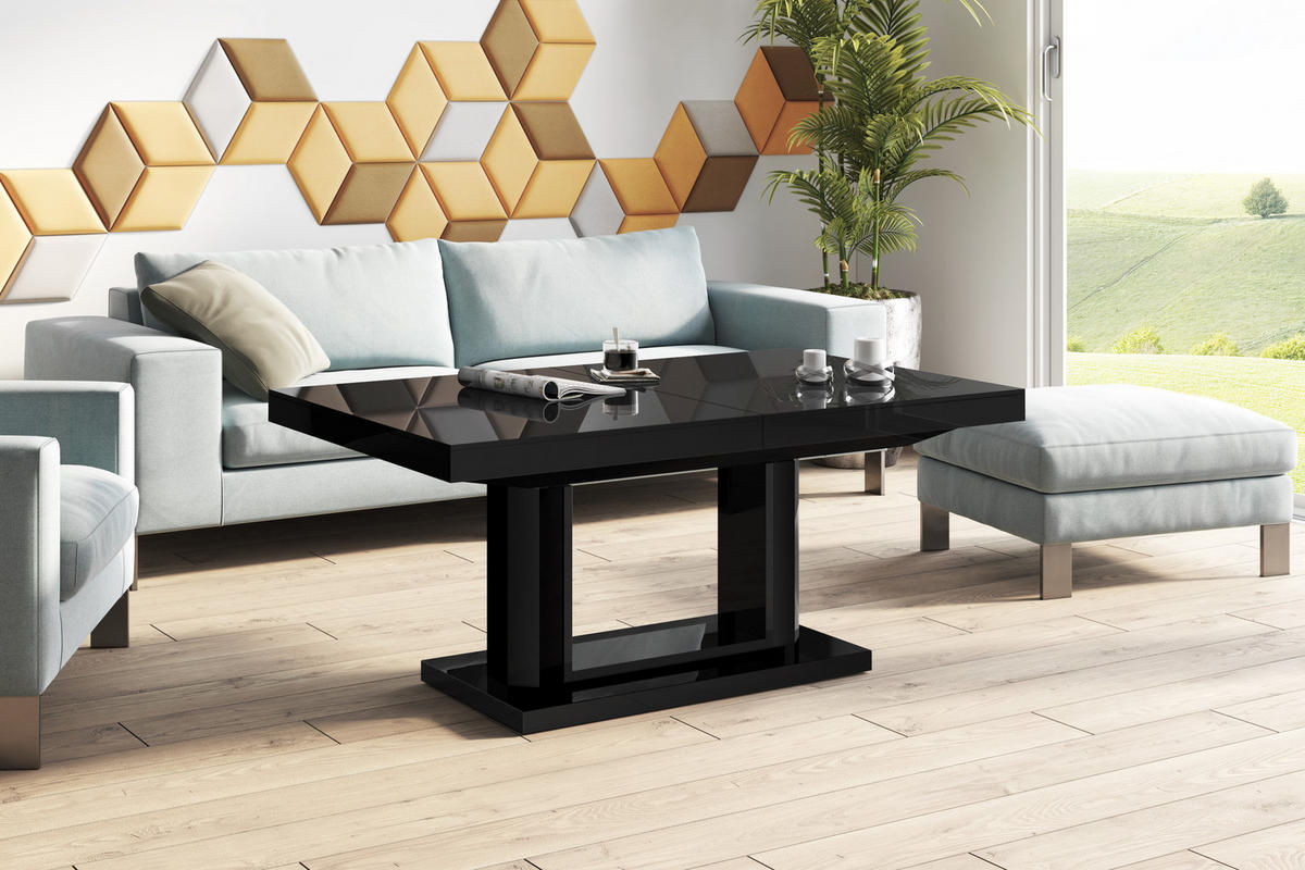COUCHTISCH rechteckig Schwarz Hochglanz 120/75/54 cm - Schwarz Hochglanz, Holzwerkstoff (75/120/54cm) - designimpex
